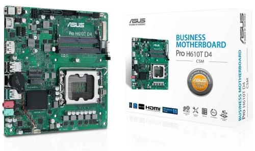 Мат.плата LGA1700, Asus Pro H610T D4-CSM, H610, 2xSO-DIMM DDR4, Int.Video(CPU), 2xSATA3, 1xM.2, ALC997, RTL8111E, 4xUSB3.2/6xUSB2.0, HDMI/DP, Mini-ITX