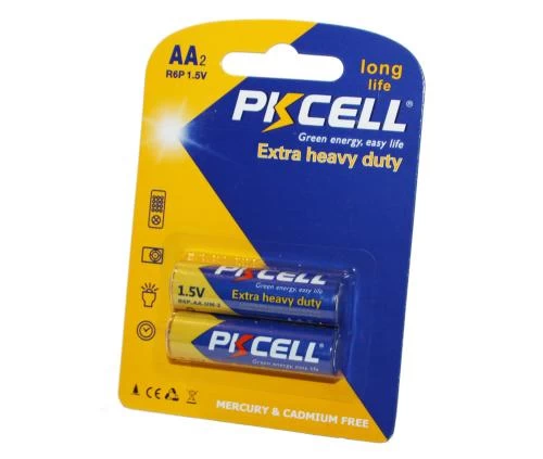 Батарейка AA (R6), сольова, PKCELL, 2 шт, 1.5V, Blister (R6P-2B)