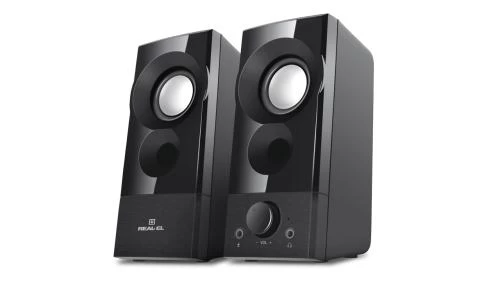 Колонки 2.0 REAL-EL S-90 Black, 2 x 3 Вт, пластиковий корпус, живлення от USB, керування спереду