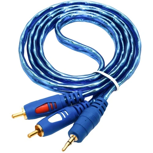 Кабель-перехідник звуковий, 3.5 мм (M) - 2xRCA (M), 5 м, Blue, CHiNa (S0706)