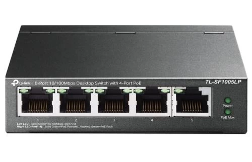 Комутатор TP-LINK TL-SF1005LP, 5x10/100 Mb/s, автоматичне визначення/AUTO MDI/MDIX, металевий корпус, керований