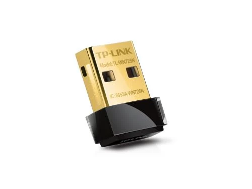 Мережевий адаптер USB TP-LINK TL-WN725N, Black, до 150 Мбит/с, 802.11n, USB 2.0, вбудована антена, ультракомпактний розмір