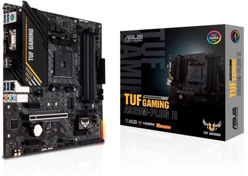 Мат.плата AM4 (A520) Asus TUF GAMING A520M-PLUS II, A520, 4xDDR4, Int.Video(CPU), 4xSATA3, 1xM.2, 1xPCI-E 16x 3.0, 2xPCI-E 1x 3.0, ALC887, Realtek GLan, 6xUSB3.2/6xUSB2.0, VGA/HDMI/DP, MicroATX