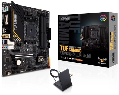 Мат.плата AM4 (A520) Asus TUF GAMING A520M-PLUS WIFI, A520, 4xDDR4, Int.Video(CPU), 4xSATA3, 1xM.2, 1xPCI-E 16x 3.0, 2xPCI-E 1x 3.0, ALC887, Realtek GLan, WiFi 5, Bluetooth 5.0, 6xUSB3.2/6xUSB2.0, VGA/HDMI/DP, MicroATX