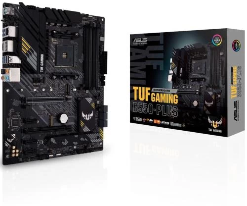 Мат.плата AM4 (B550) Asus TUF GAMING B550-PLUS, B550, 4xDDR4, CrossFire, Int.Video(CPU), 6xSATA3, 2xM.2, 1xPCI-E 16x 4.0, 1xPCI-E 16x 3.0, 3xPCI-E 1x 3.0, 1xM.2 (Key E), ALC S1200A, RTL8125B, 8xUSB3.2/6xUSB2.0, HDMI/DP, ATX