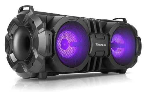 Колонка портативна 2.0 REAL-EL X-737 Black, 2 x 14 Вт, пластиковий корпус, Bluetooth, USB, живлення від акумулятора, 4000 мА * год, керування зверху