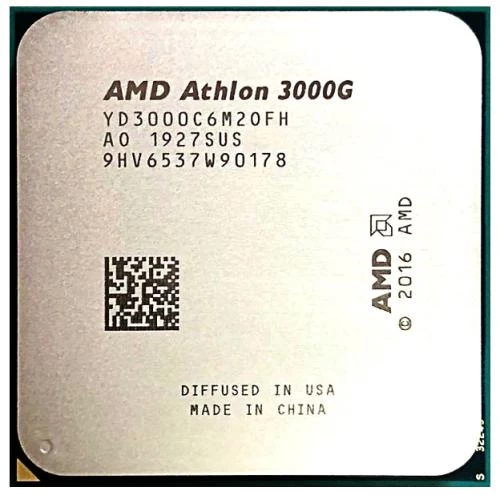 Процесор AMD (AM4) Athlon 3000G, Tray, 2x3.5 ГГц, Radeon Vega 3, L3 4Мб, Picasso (Zen+), 12 нм, TDP 35 Вт (YD3000C6M2OFH)